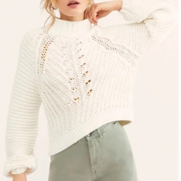 Free people ivory sweetheart mock neck sweater Sz XS - Picture 3 of 6